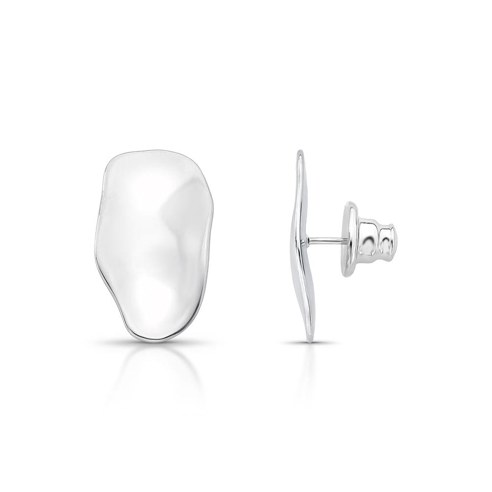 Brinco Prateado Polido Design Organico BR01040637RHLS